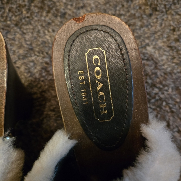 Coach Ivanka wood & faux fur clog sz6 1/2M - Picture 5 of 15